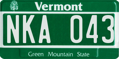 VT license plate NKA043