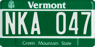 VT license plate NKA047