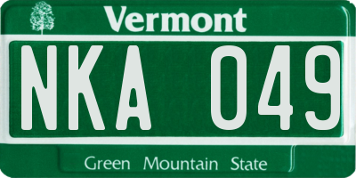VT license plate NKA049