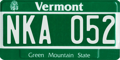 VT license plate NKA052