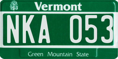 VT license plate NKA053