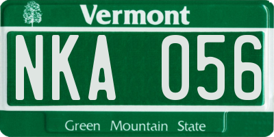 VT license plate NKA056