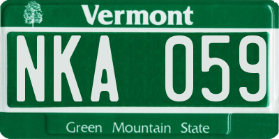 VT license plate NKA059