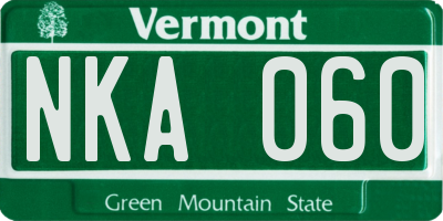 VT license plate NKA060