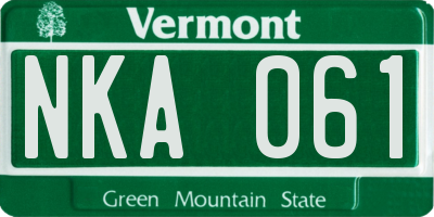 VT license plate NKA061