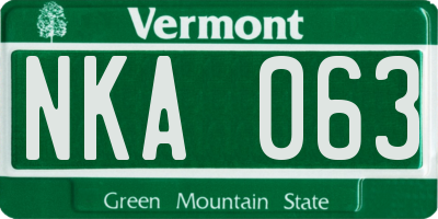 VT license plate NKA063