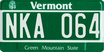 VT license plate NKA064
