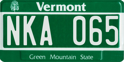 VT license plate NKA065