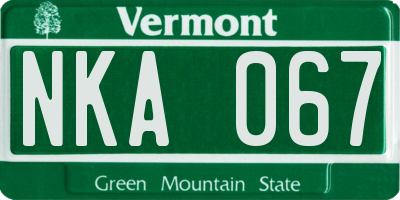 VT license plate NKA067