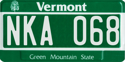 VT license plate NKA068