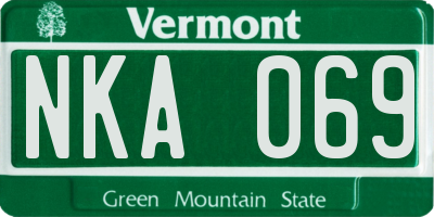 VT license plate NKA069