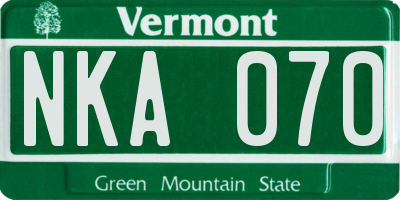 VT license plate NKA070