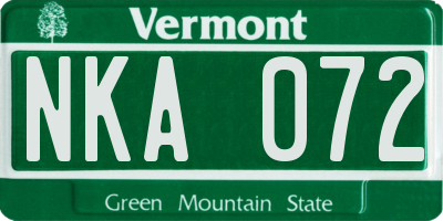 VT license plate NKA072