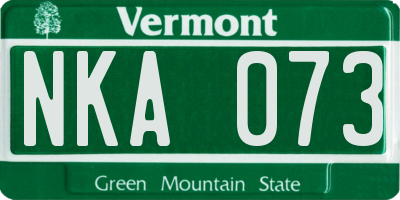 VT license plate NKA073