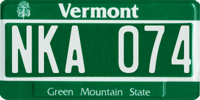 VT license plate NKA074