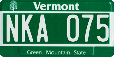 VT license plate NKA075