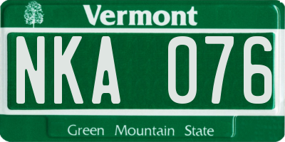 VT license plate NKA076