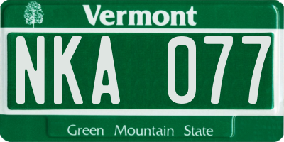 VT license plate NKA077