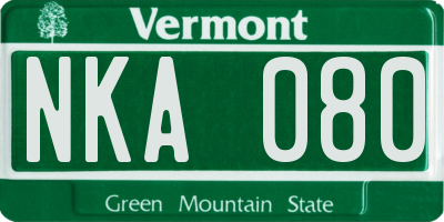 VT license plate NKA080