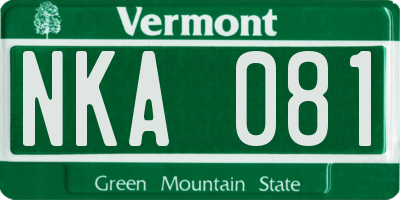 VT license plate NKA081