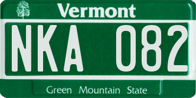VT license plate NKA082