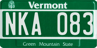 VT license plate NKA083