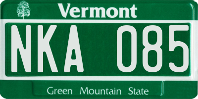 VT license plate NKA085