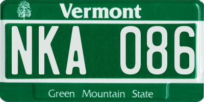 VT license plate NKA086