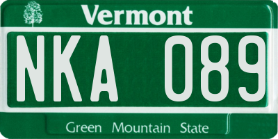 VT license plate NKA089