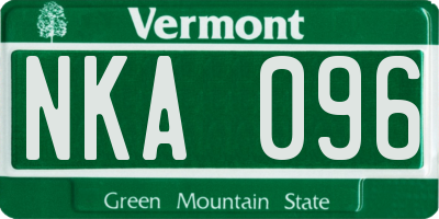 VT license plate NKA096