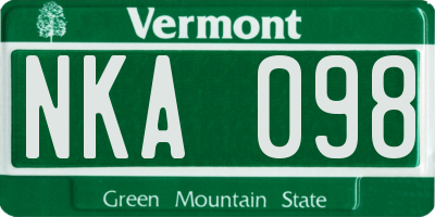 VT license plate NKA098