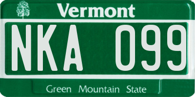 VT license plate NKA099