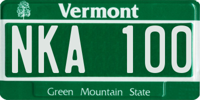 VT license plate NKA100