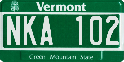 VT license plate NKA102