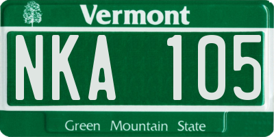 VT license plate NKA105