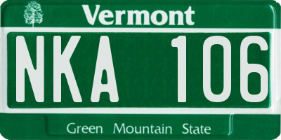 VT license plate NKA106