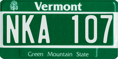 VT license plate NKA107