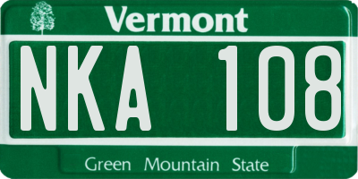 VT license plate NKA108