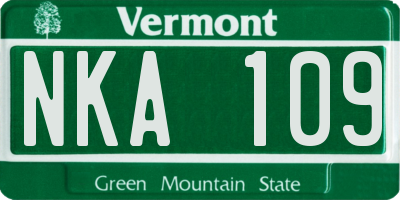 VT license plate NKA109