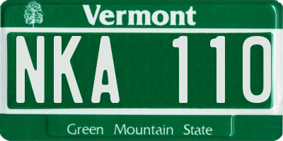 VT license plate NKA110