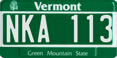 VT license plate NKA113