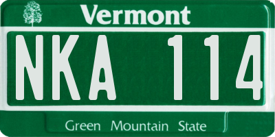 VT license plate NKA114