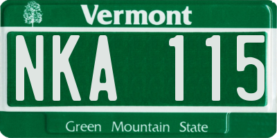 VT license plate NKA115