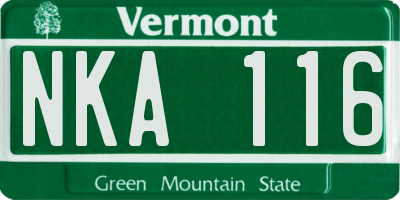 VT license plate NKA116