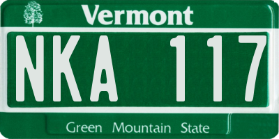 VT license plate NKA117