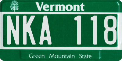 VT license plate NKA118