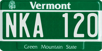 VT license plate NKA120