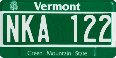 VT license plate NKA122