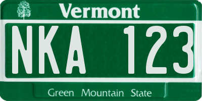 VT license plate NKA123