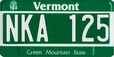 VT license plate NKA125